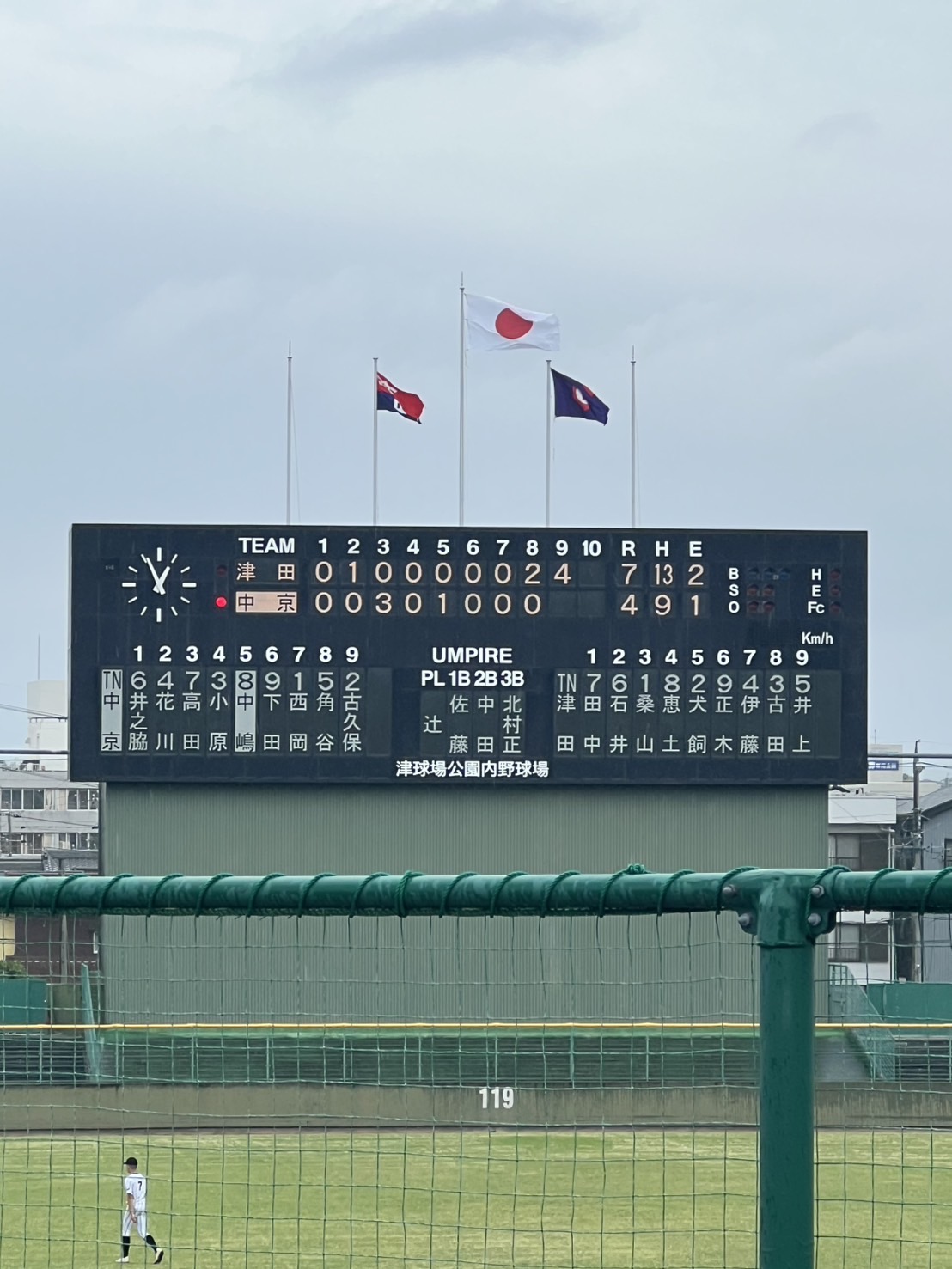 春季東海大会1回戦　津田学園 7-4 中京　負